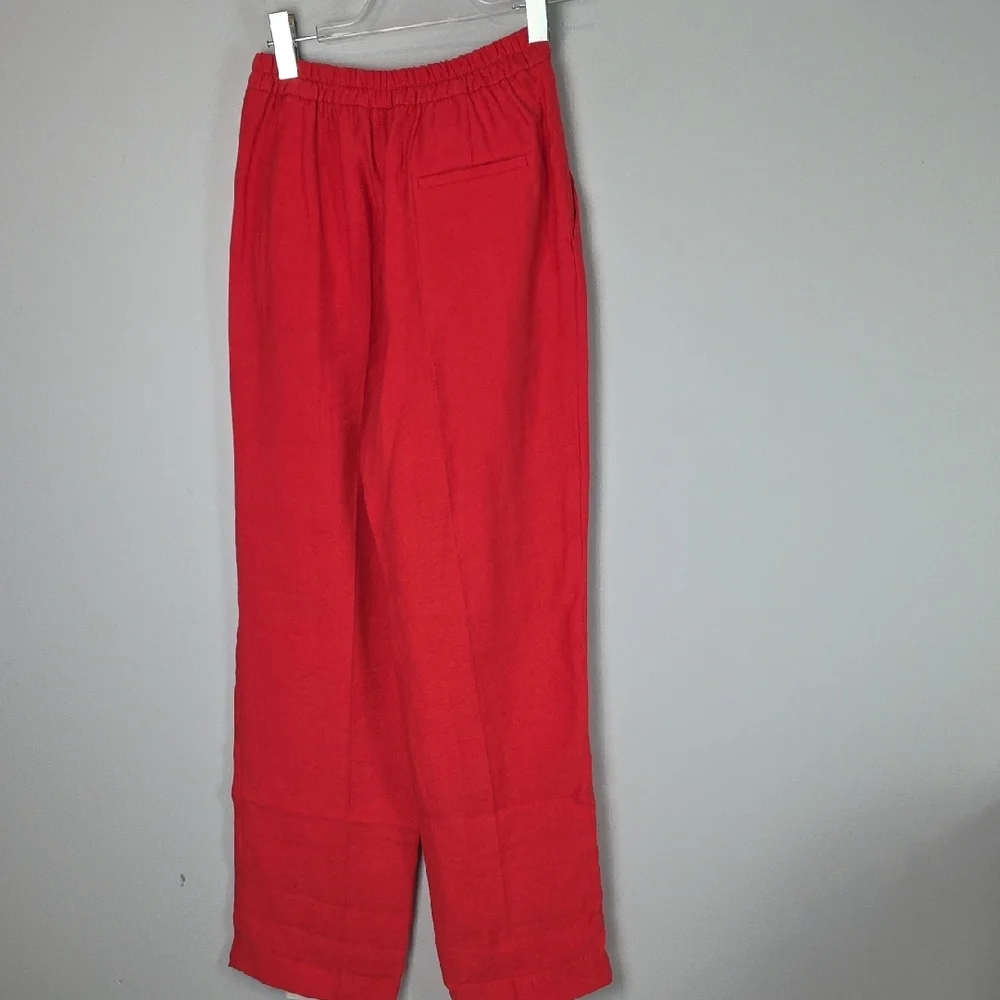 NEW ZARA red pull on wide leg pants womens size xs 26x32